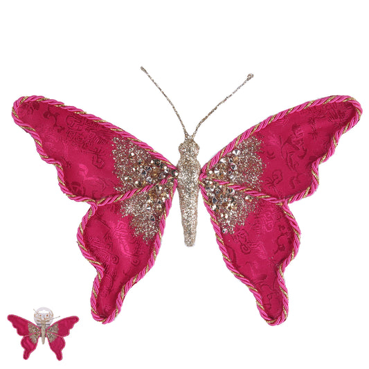 MAGENTA PINK BUTTERFLY w/CLIP 21x15CM