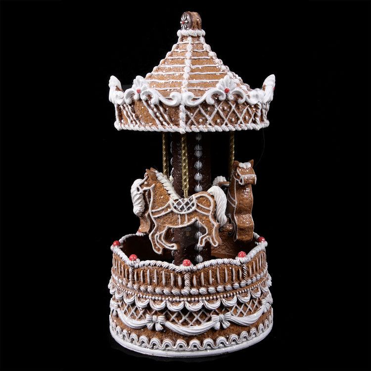 RESIN GINGERBREAD MERRY GO ROUND 15x13x21.5CM