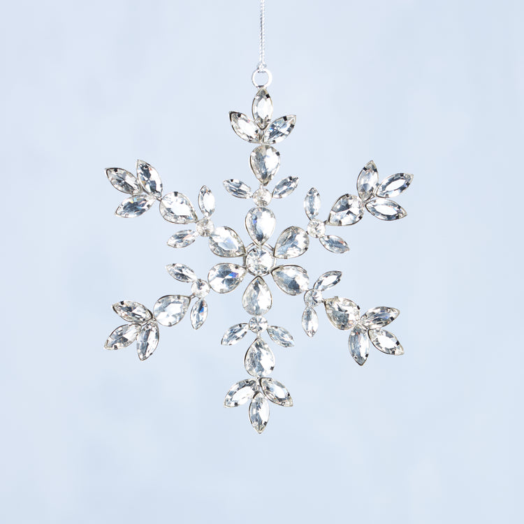 CLEAR GLASS SNOWFLAKE TREE DECORATION 16CM