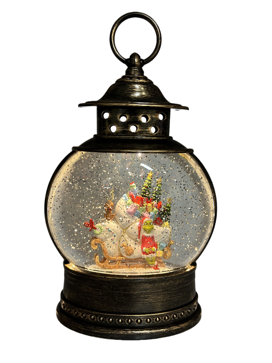 Brass LED Water-Spinning Lantern Grinch With Sleigh