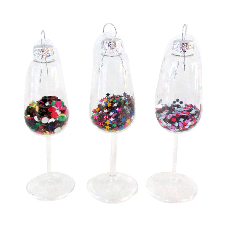 S/3 3x11cm Wine Glass Tree Ornaments