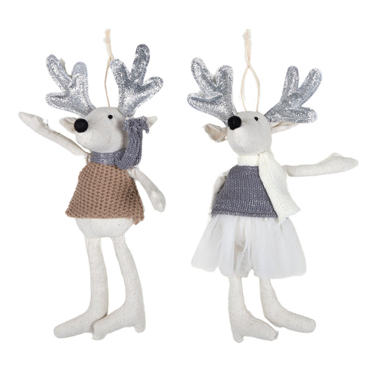 Reindeer Hanger Fabric 30cm Multi 2Asst Set