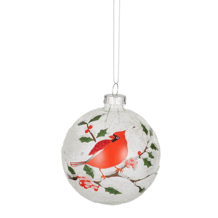 Cardinal Bauble Glass 8cm White/Red