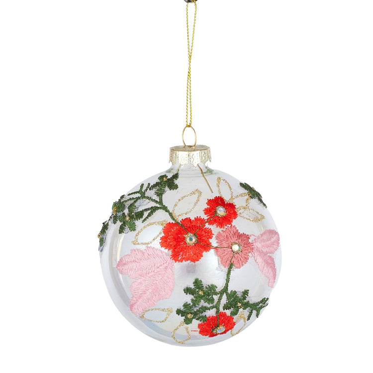 Petal Bauble Glass 8cm Red/Clear