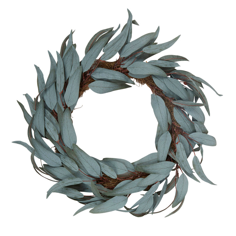 Leaf Wreath Fabric 56cm Silver