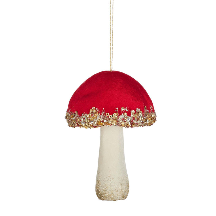 Mushroom Hanger Velvet 12x18cm Red/White