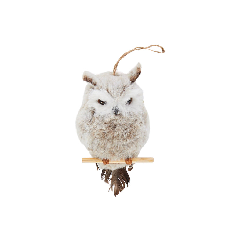 Owl Hanging Fabric 8x7x13cm Natural