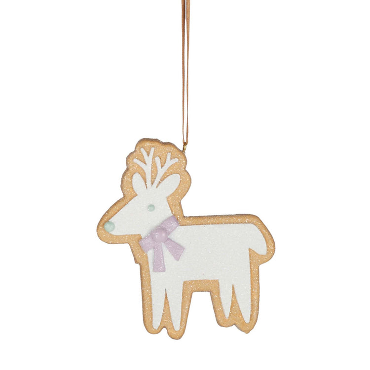 Deer Hanging Deco Poly 9x10cm White/Red