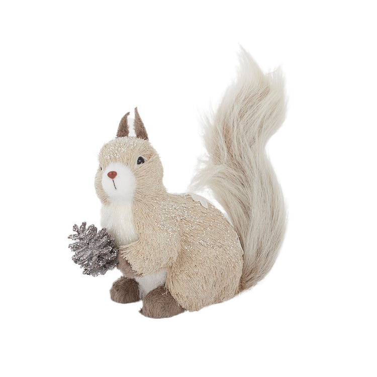 Squirrel w P'cone Plush 20x10x18cm Grey