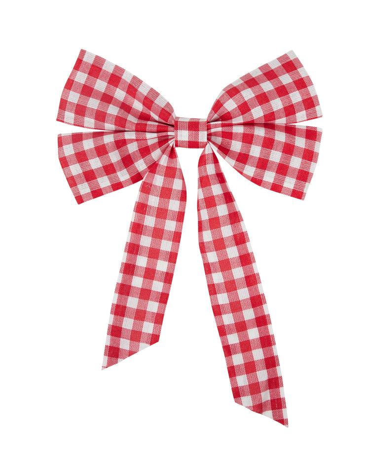 Hanging Tartan Bow Fabric 25x40cm Red/Wh