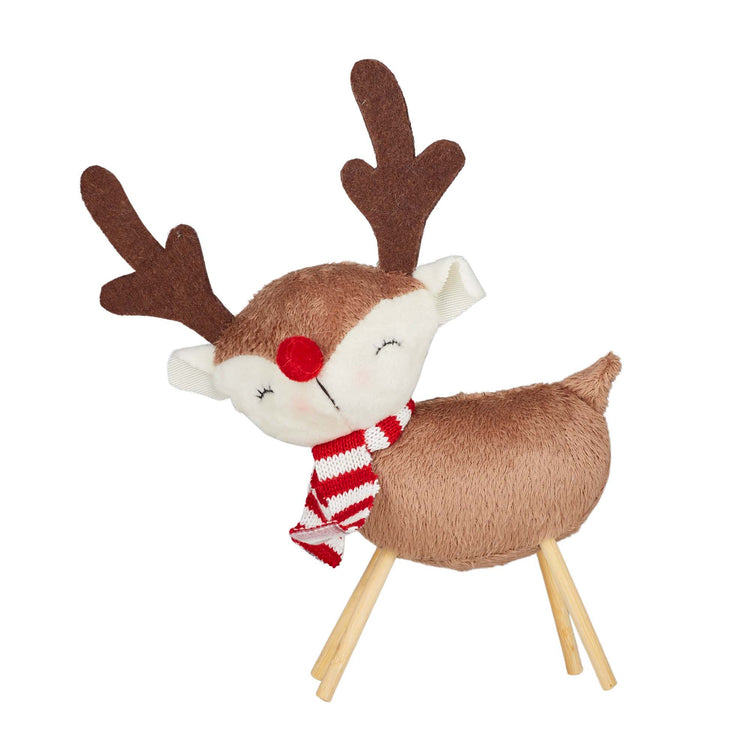 Reindeer W/Scarf Fabric 16x8x24cm Brown