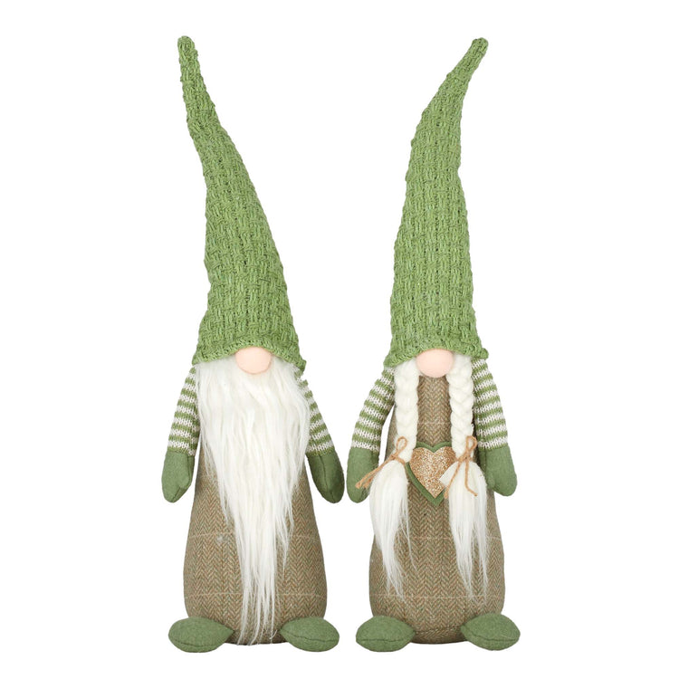 Mr & Mrs Gnome Fab 14x31cm Green Pair