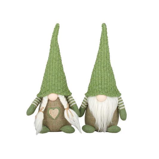 Mr & Mrs Gnome Fab 14x12x32cm Grn Pair