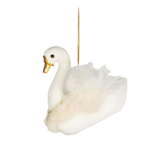 Swan Ornament 8x14x12cm White/Gold